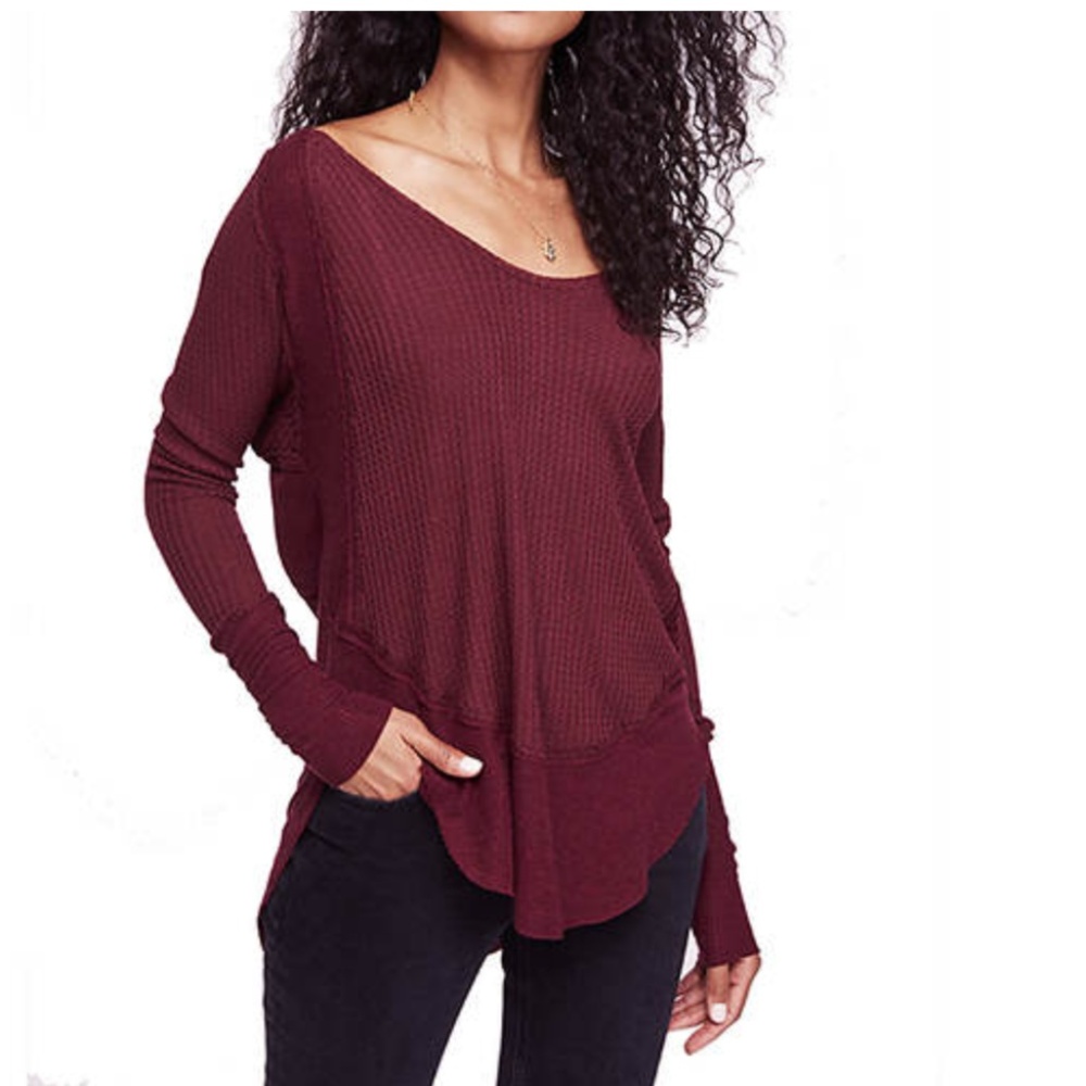 Free People Plum Catalina Thermal Long Sleeve Top